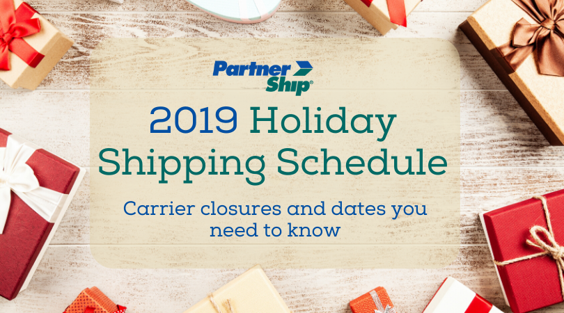 Holiday Shipping Schedule